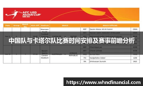 中国队与卡塔尔队比赛时间安排及赛事前瞻分析